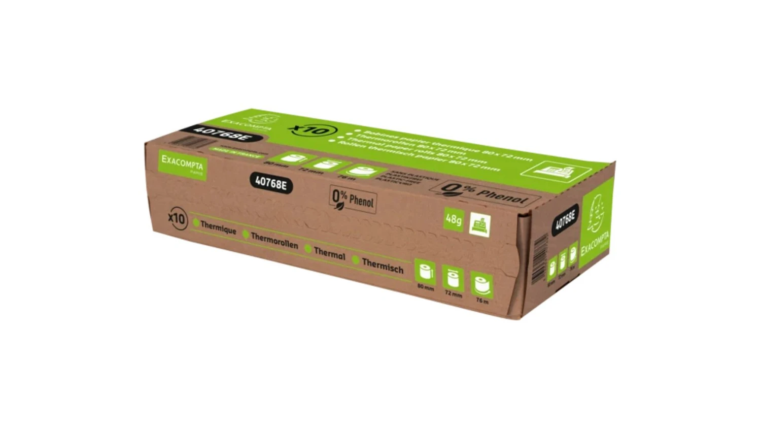 EXACOMPTA Rouleaux thermiques 80 mm x 76 m, 10 pièces
