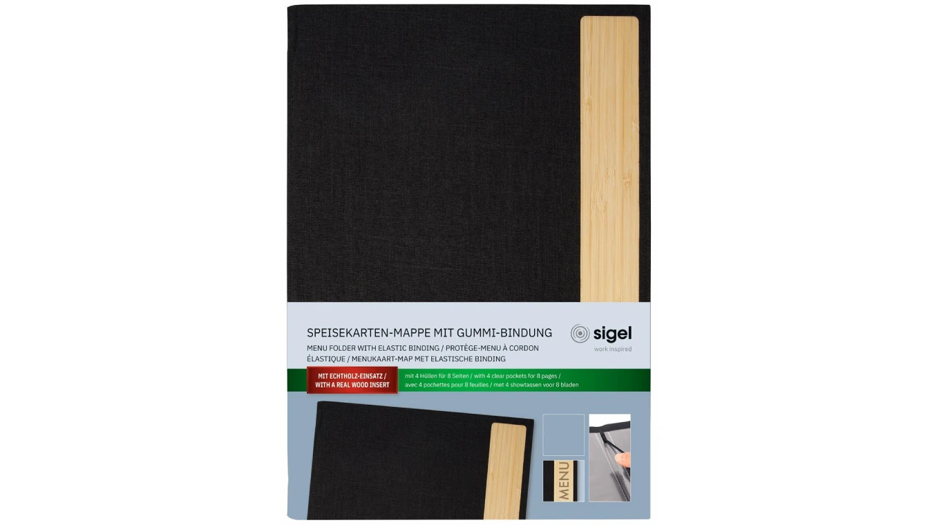 Porte-menu SIGEL - avec reliure élastique - pour 8 pages