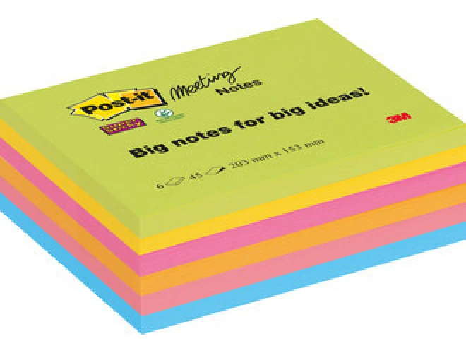 POST-IT Notes adhésives Super Sticky Meeting 6 x 45 feuilles