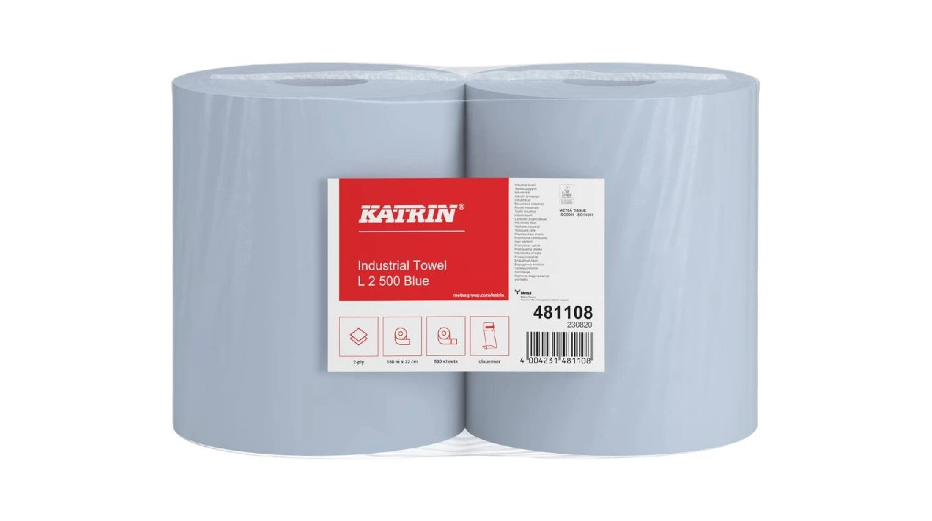 KATRIN Reinigungsrollen L 500 Blue 2-lagig, 2 Rollen