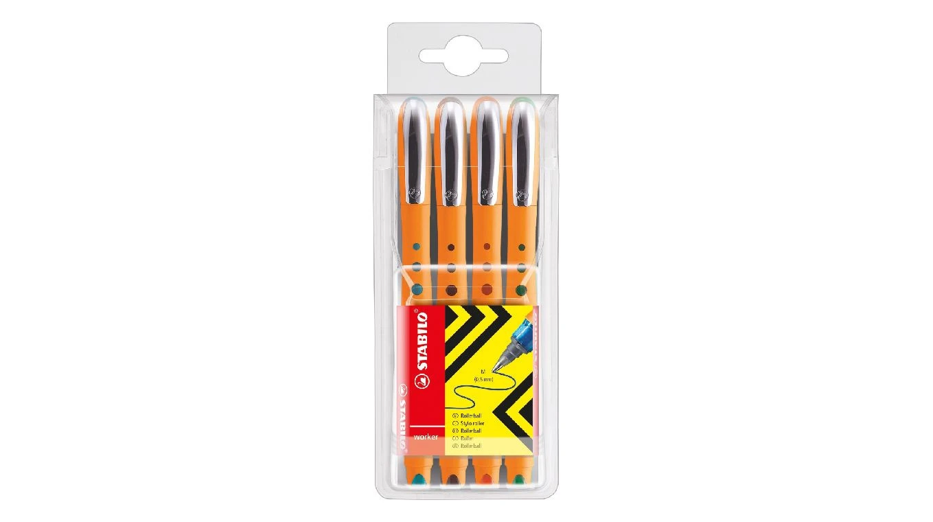 STABILO worker+ Tintenroller, 4 Farben