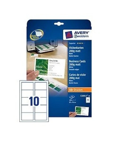 AVERY ZWECKFORM C32011-10 Visitenkarten matt 85x54 mm