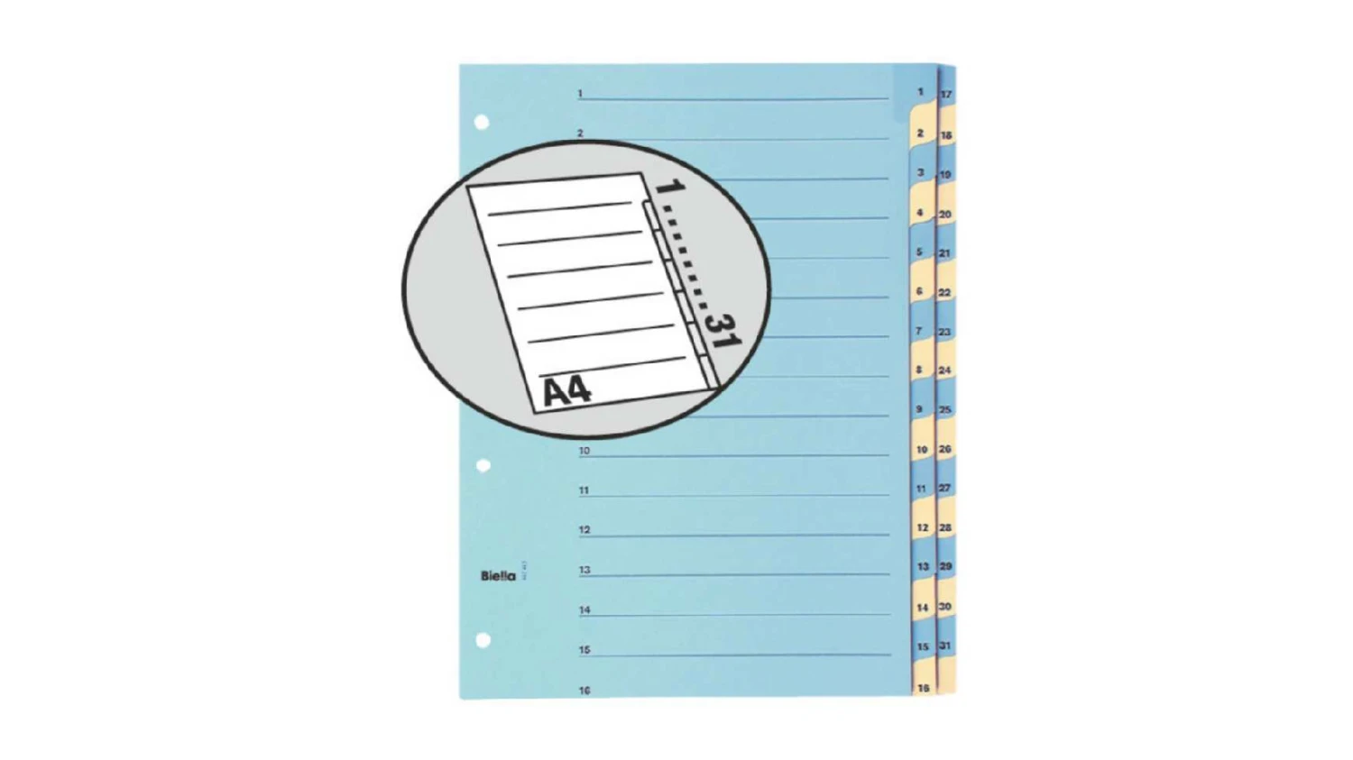 BIELLA Zahlenregister 1 - 31