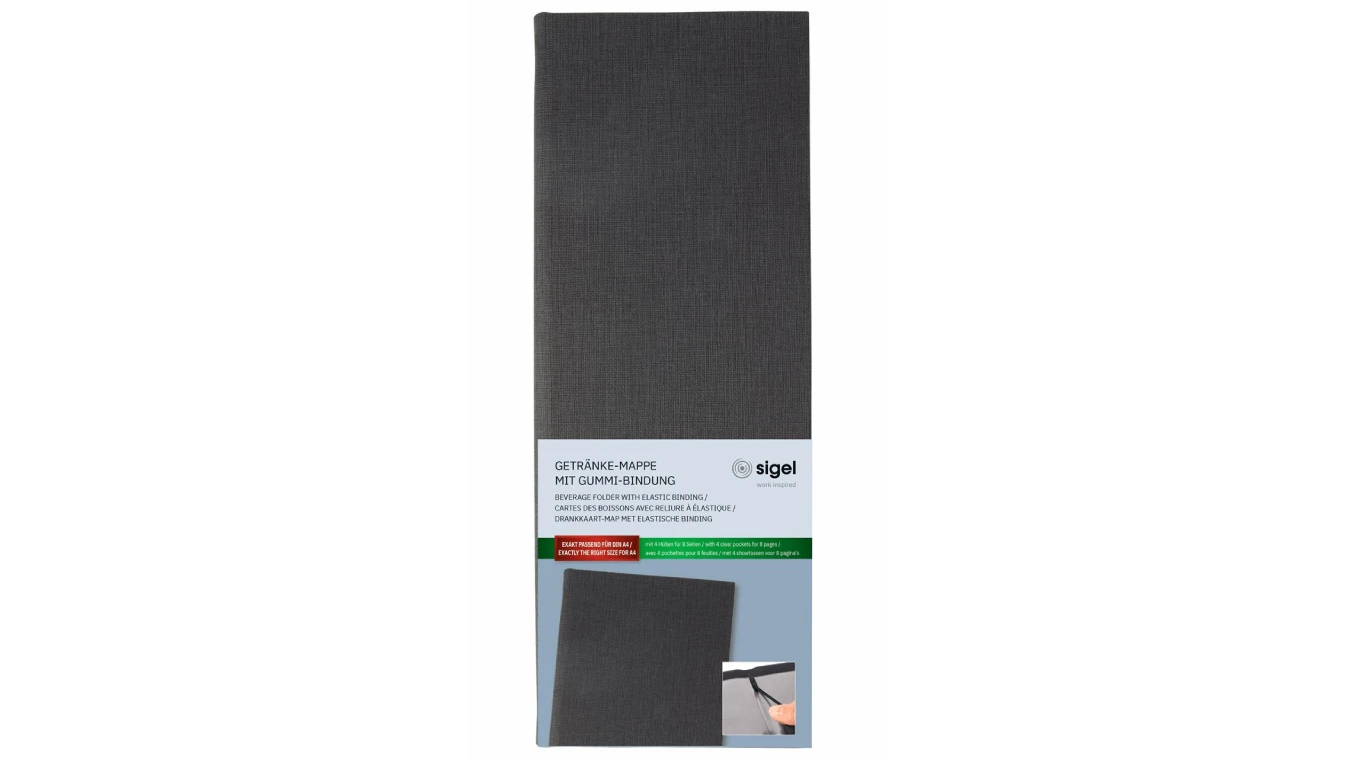 SIGEL Porte-documents pour boissons - avec reliure élastique - pour 8 pages