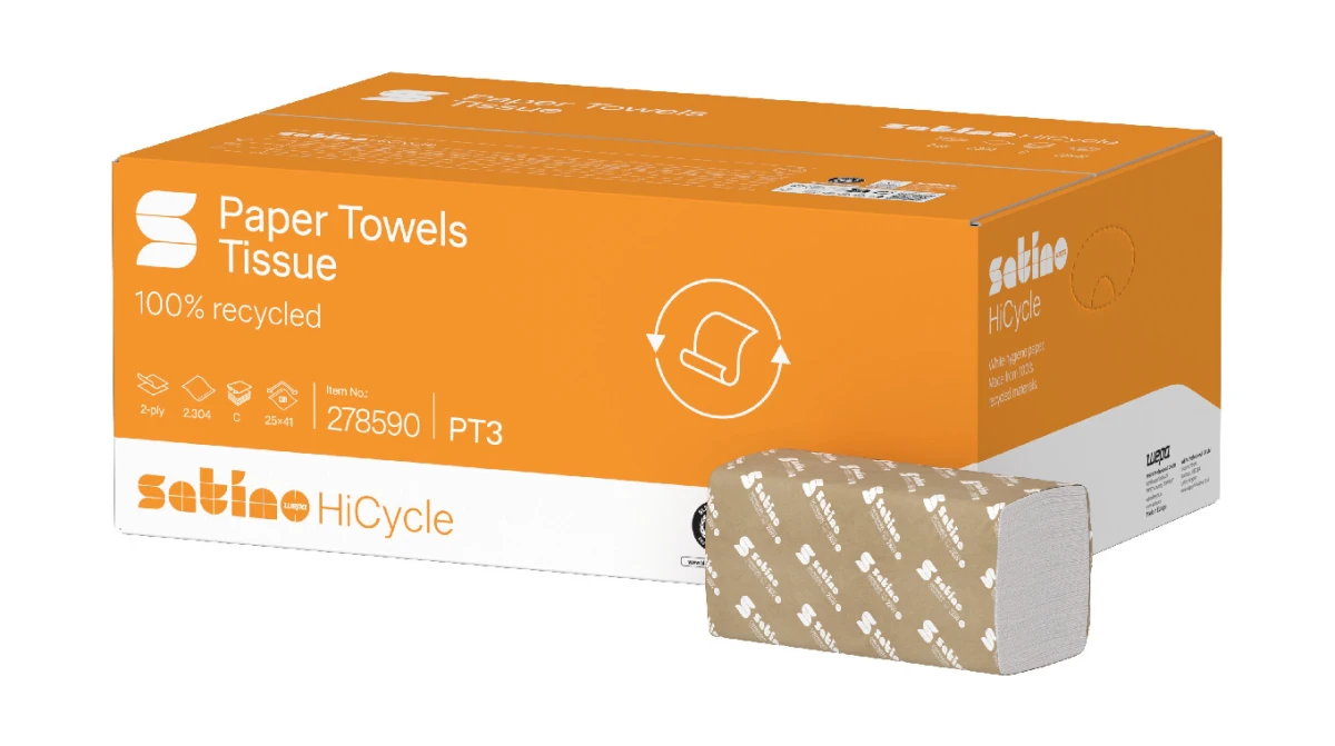 SATINO Essuie-mains en papier HiCycle pliage C, 2 couches, blanc