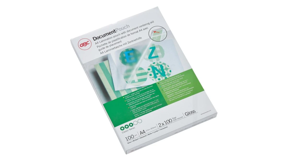 GBC Pochettes à plastifier A4, brillant, 100my, 100 pcs.