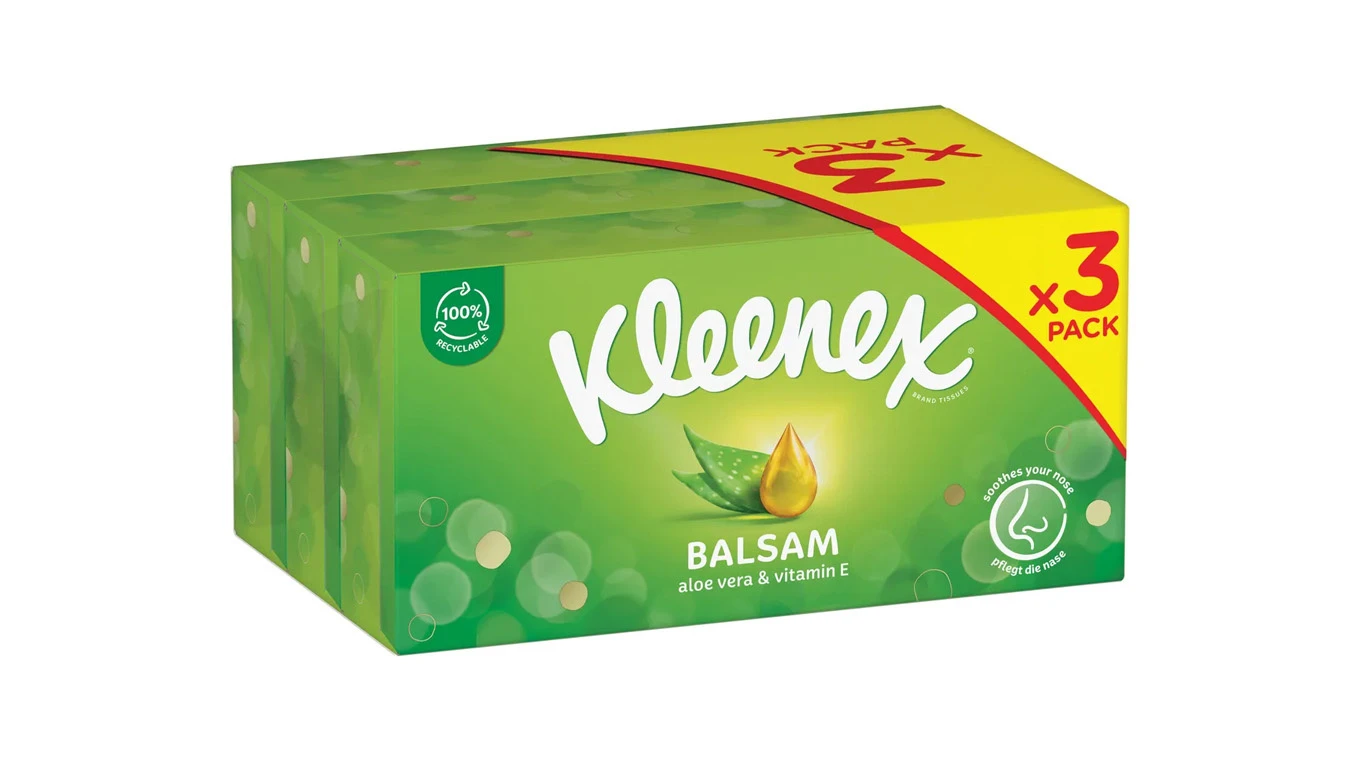 KLEENEX Mouchoirs cosmétiques Balsam 4 couches, 3 pièces