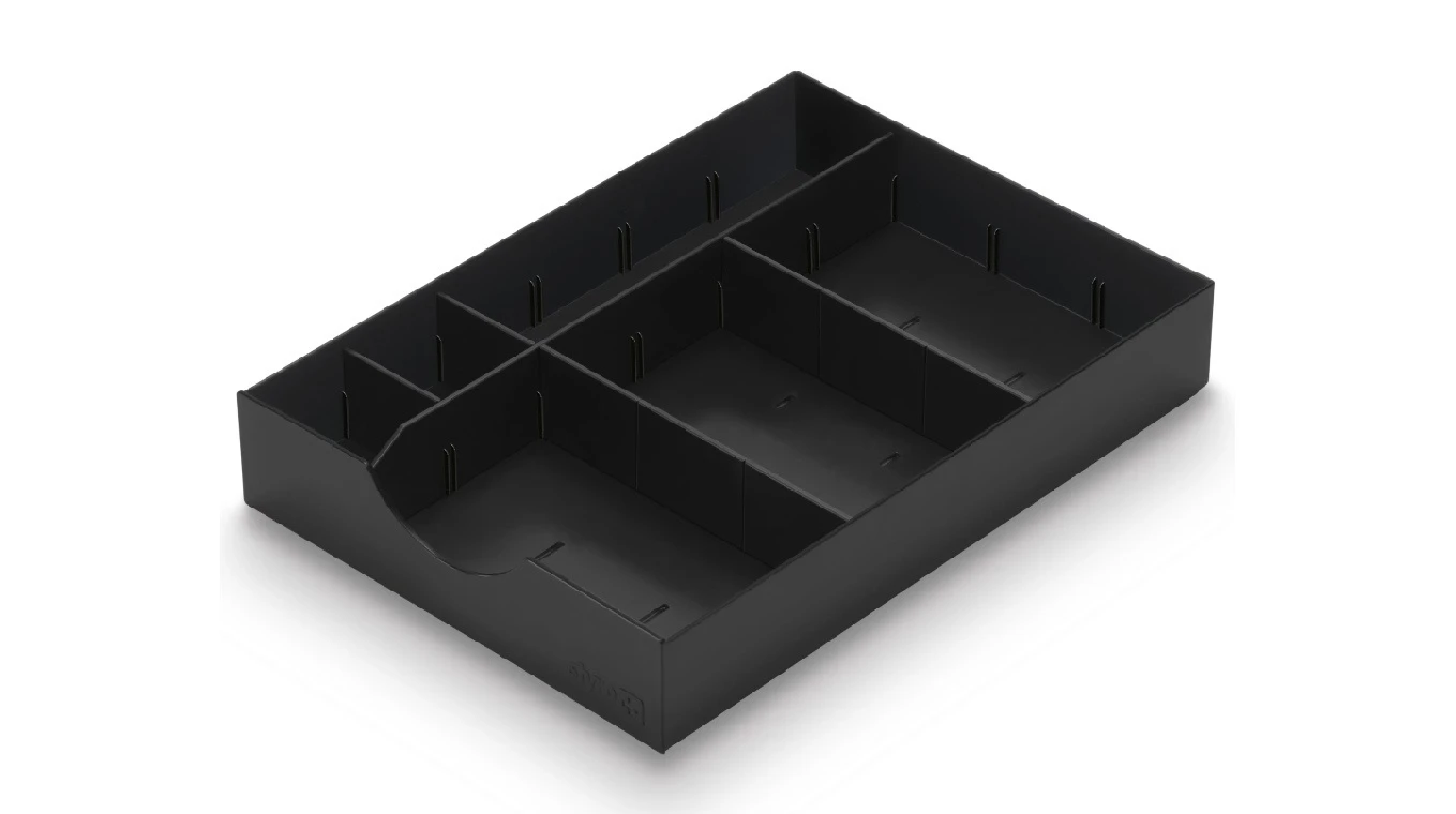 Tiroir styrodoc noir avec 1 barre longitudinale et 2 barres transversales noir