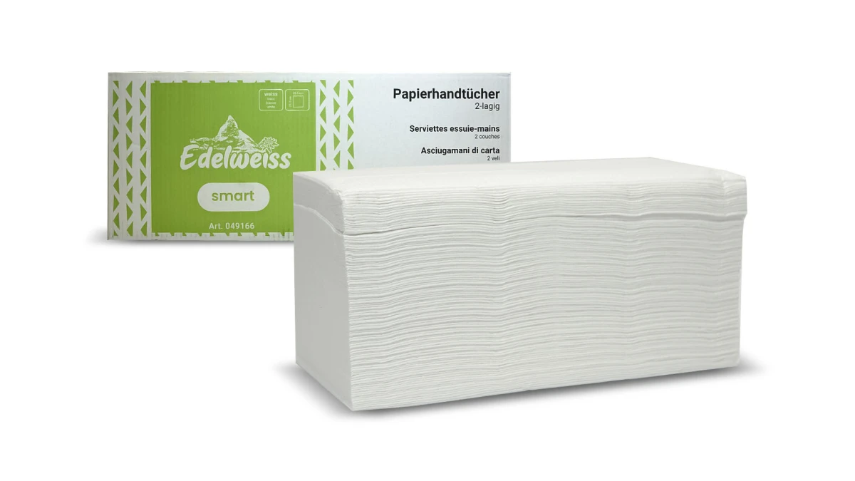 EDELWEISS SMART Essuie-mains en papier pliage V, 2 couches, blanc