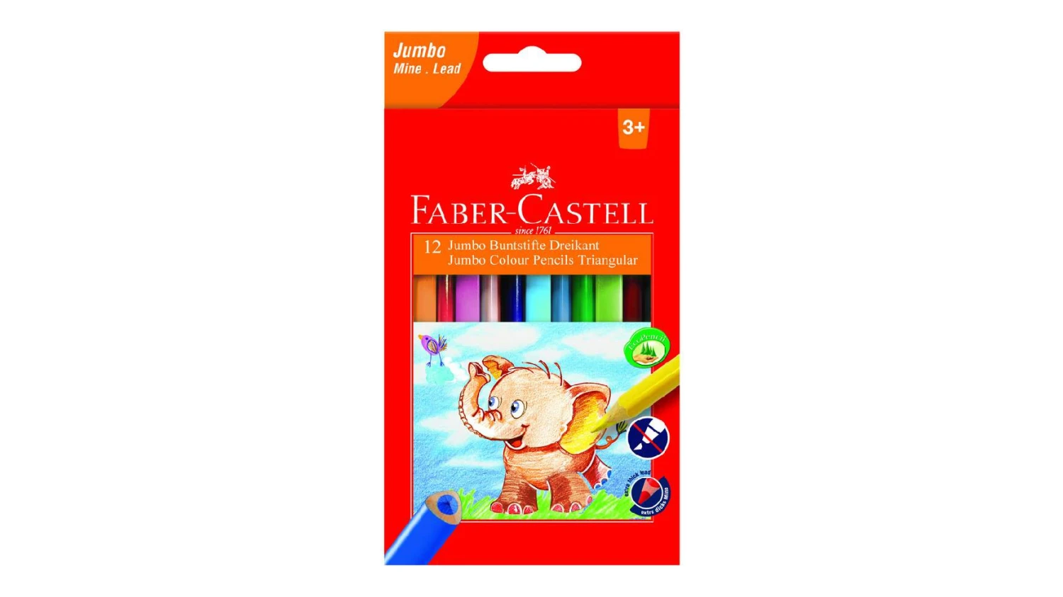 FABER-CASTELL Farbstifte dreikant Jumbo - 12 Stk.