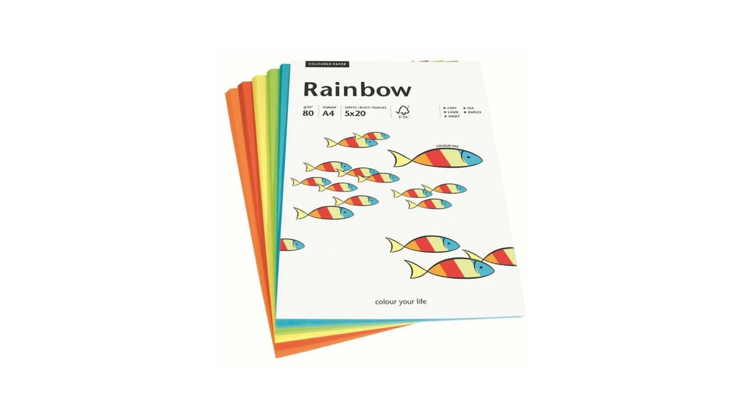 RAINBOW Kopierpapier Mixpack Intensiv A4, 80 g/m², 5 x 20 Blatt