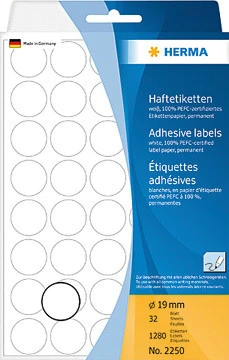HERMA 2250 Étiquettes, 32 feuilles, 1280 pcs.