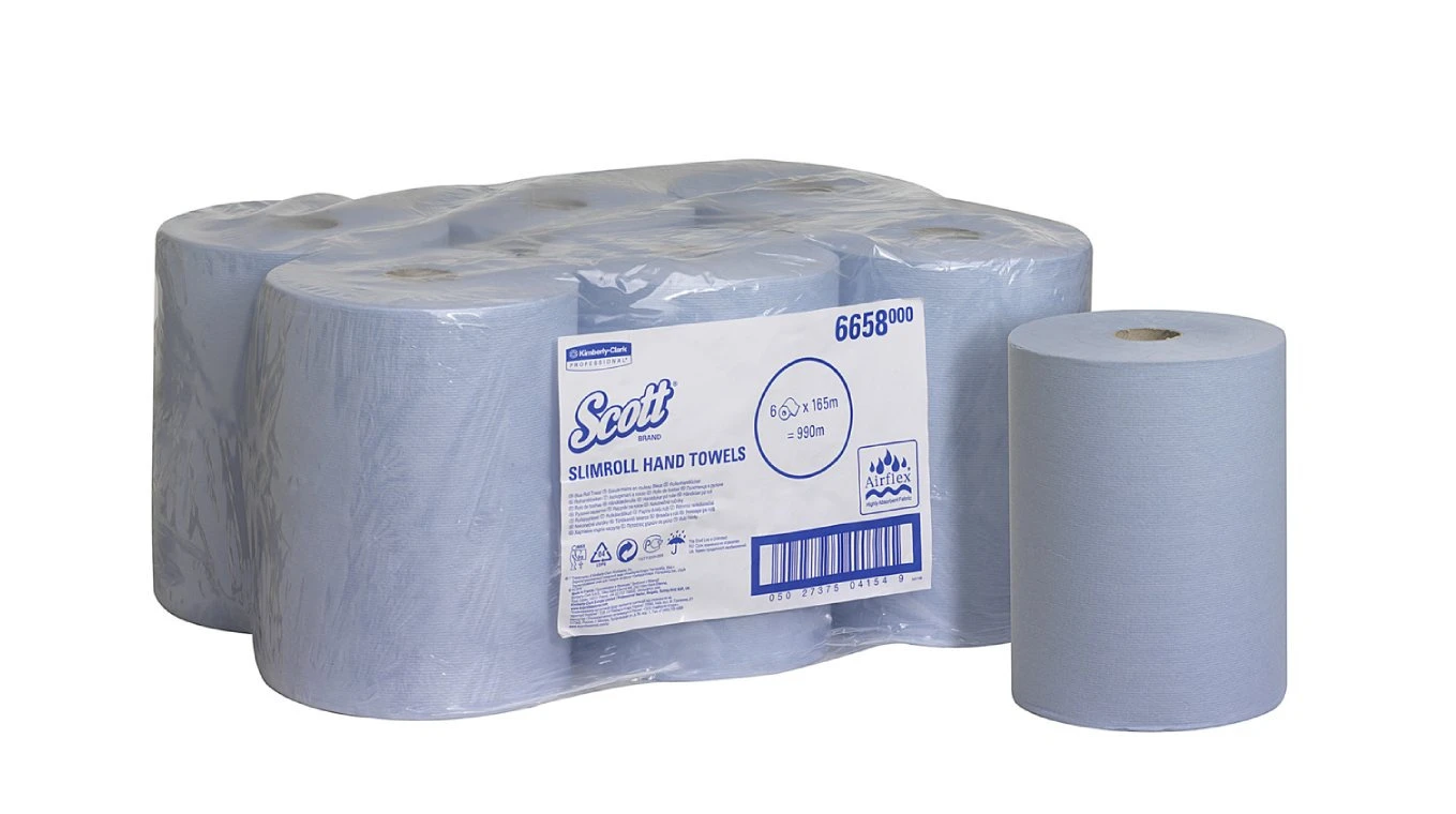 SCOTT Rouleaux d'essuie-mains en papier Slimroll 1 couche, 6 rouleaux