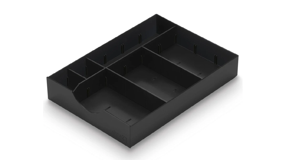 Tiroir styrodoc noir avec 1 barre longitudinale et 2 barres transversales noir