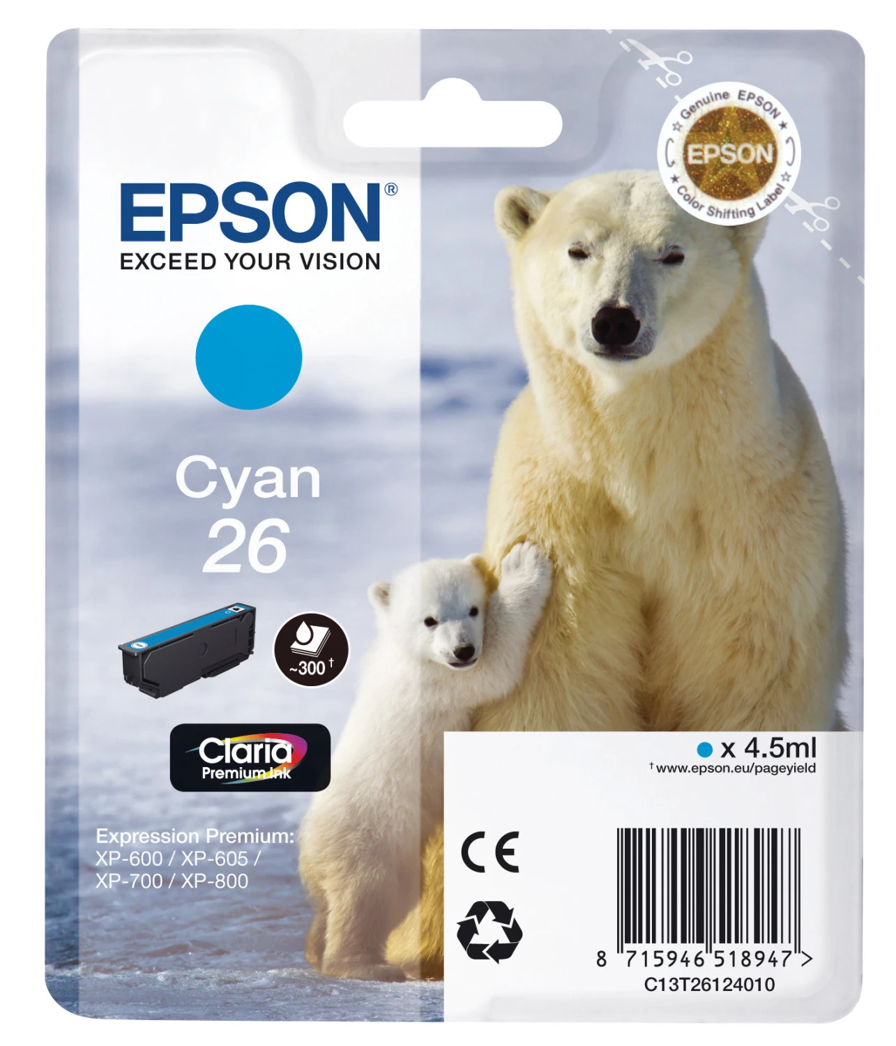 EPSON Tintenpatrone cyan T261240