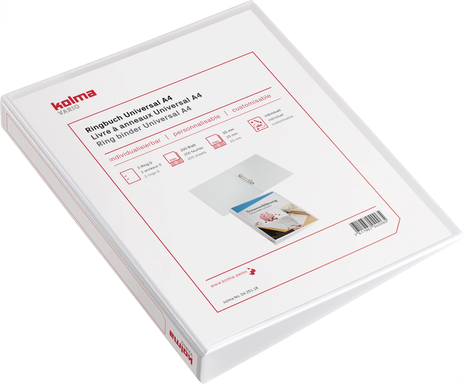 KOLMA Livre à anneaux Vario A4 Universal 2 anneaux contenance