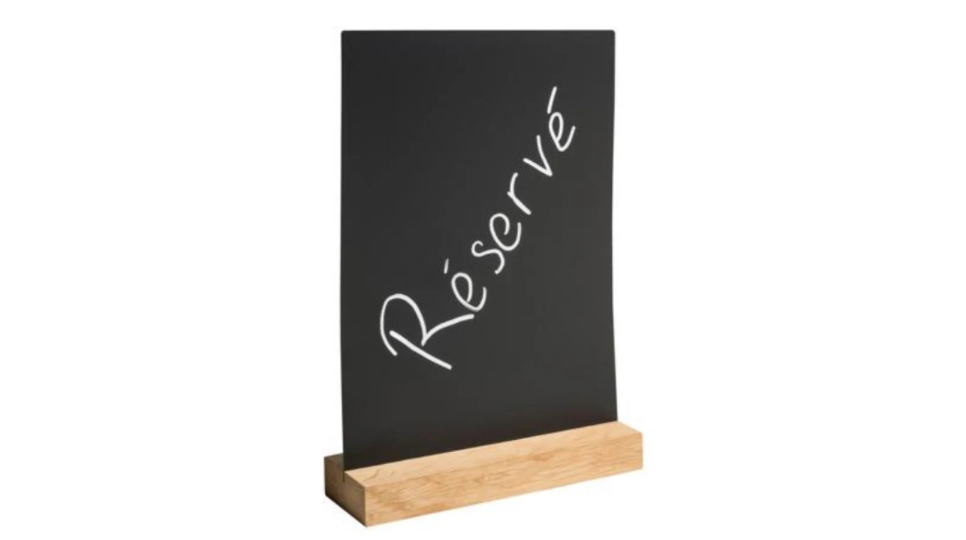 BIELLA Porte-menu en ardoise avec socle en bois