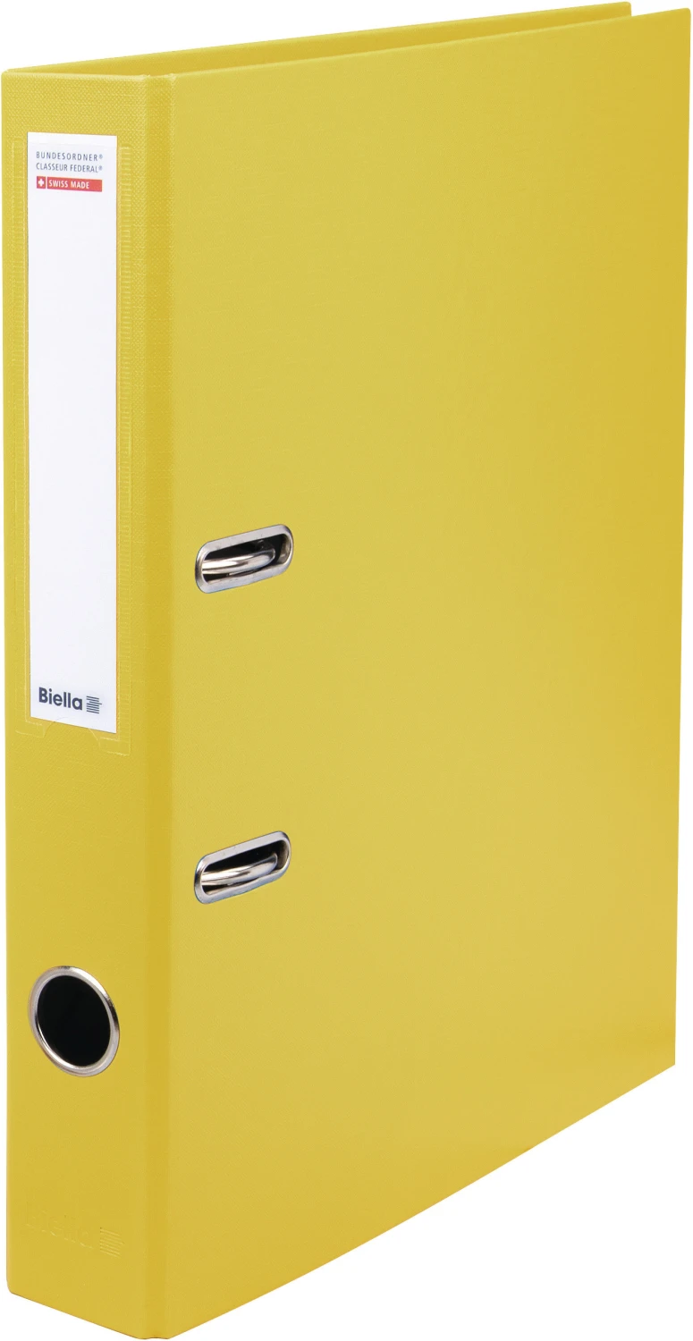 Classeur fédéral Biella, largeur de dos 4 cm, jaune