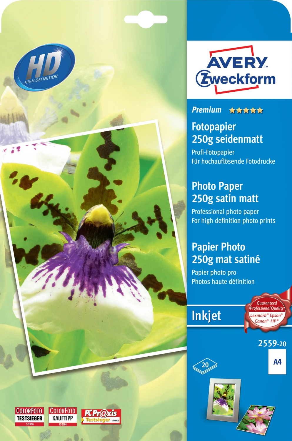 AVERY ZWECKFORM 2559-20 InkJet Fotopapier A4