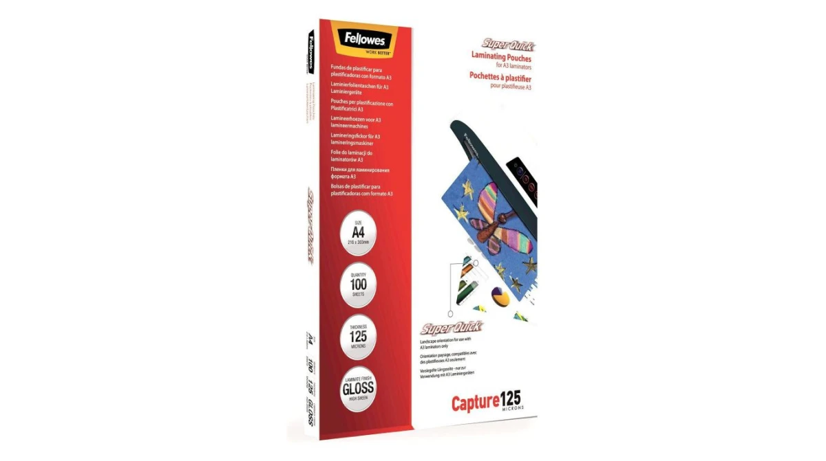 FELLOWES SuperQuick film à laminer A4, 100 flls., 125 µm