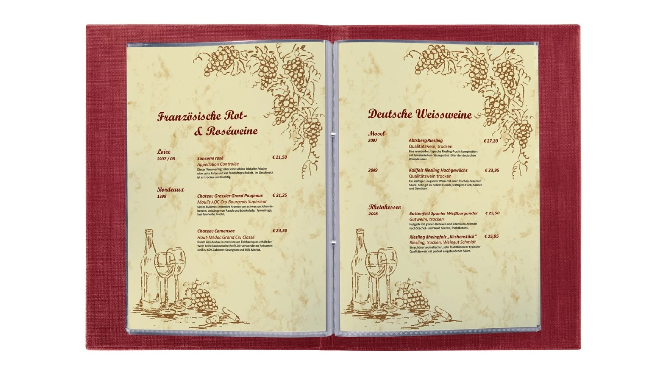 SIGEL Porte-menu - avec reliure à vis - 8 pages