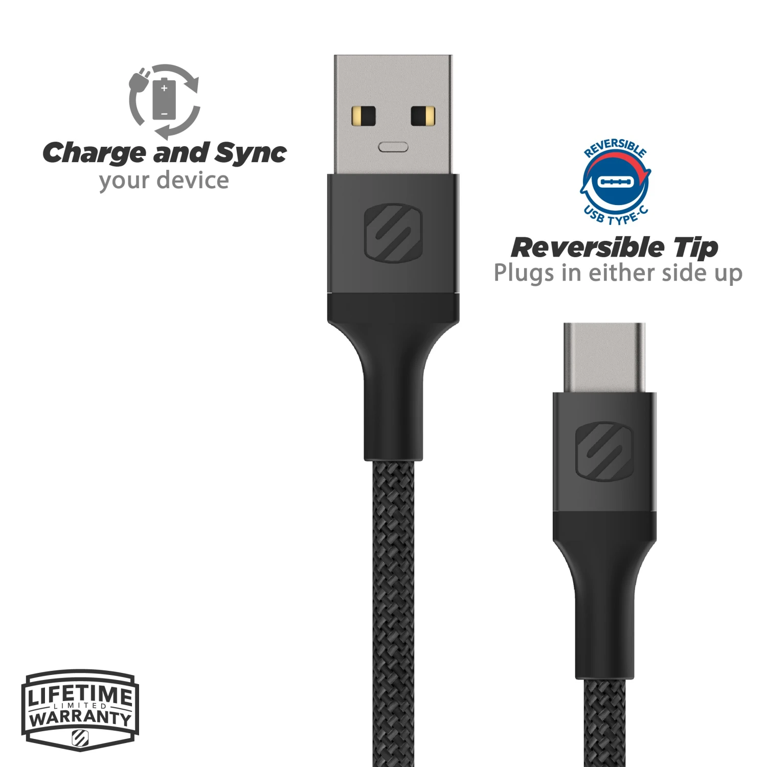 Scosche Strikeline Premium câble USB-A vers USB-C 0.3m