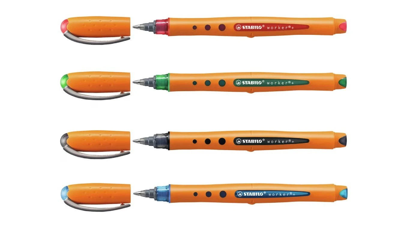 STABILO worker+ Tintenroller, 4 Farben