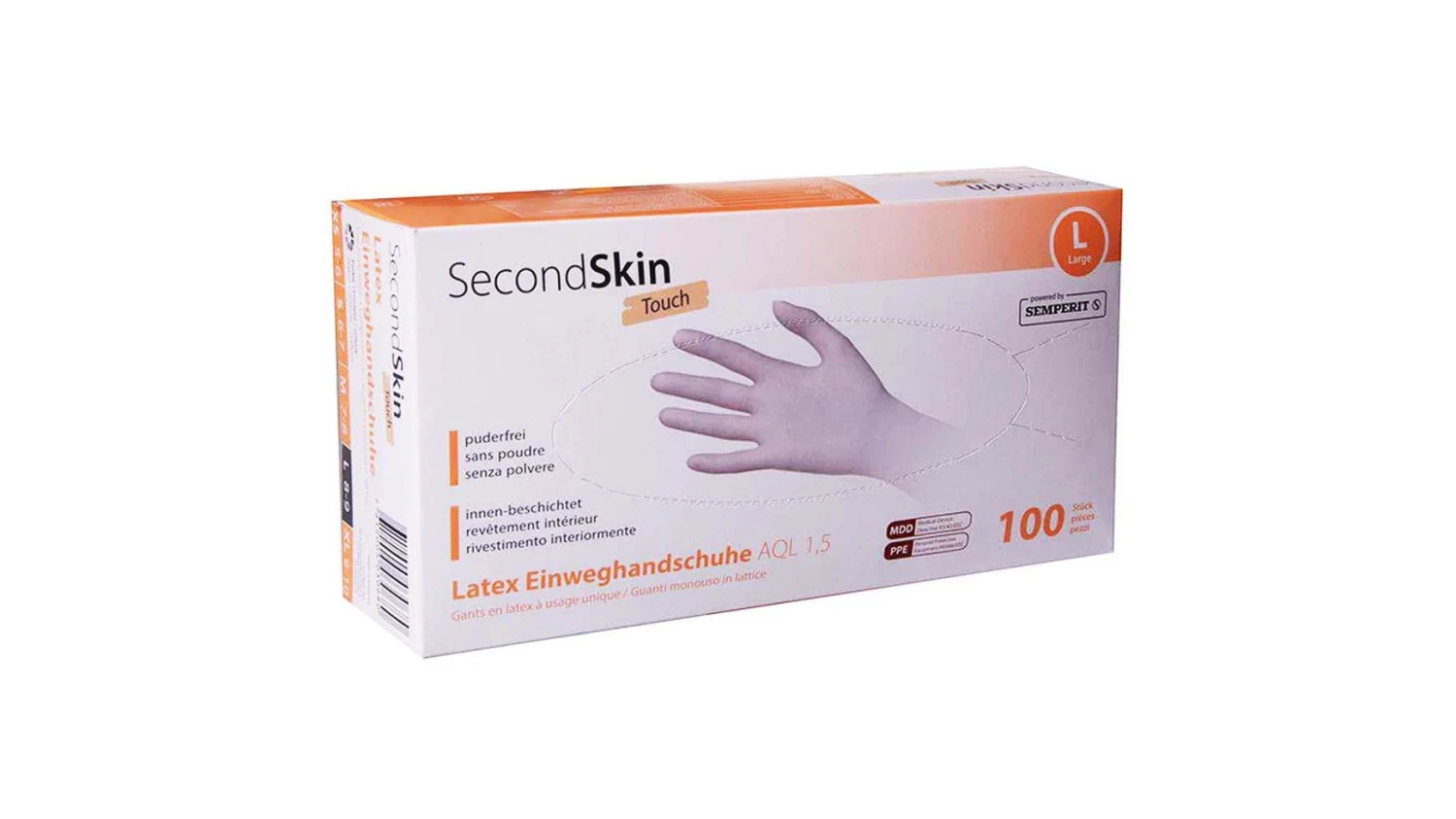 SECONDSKIN Gants en latex Touch taille L, 100 pièces